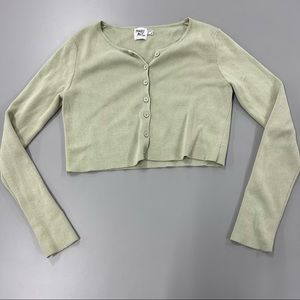 PRINCESS POLLY Green Michael Top Crop Cardigan